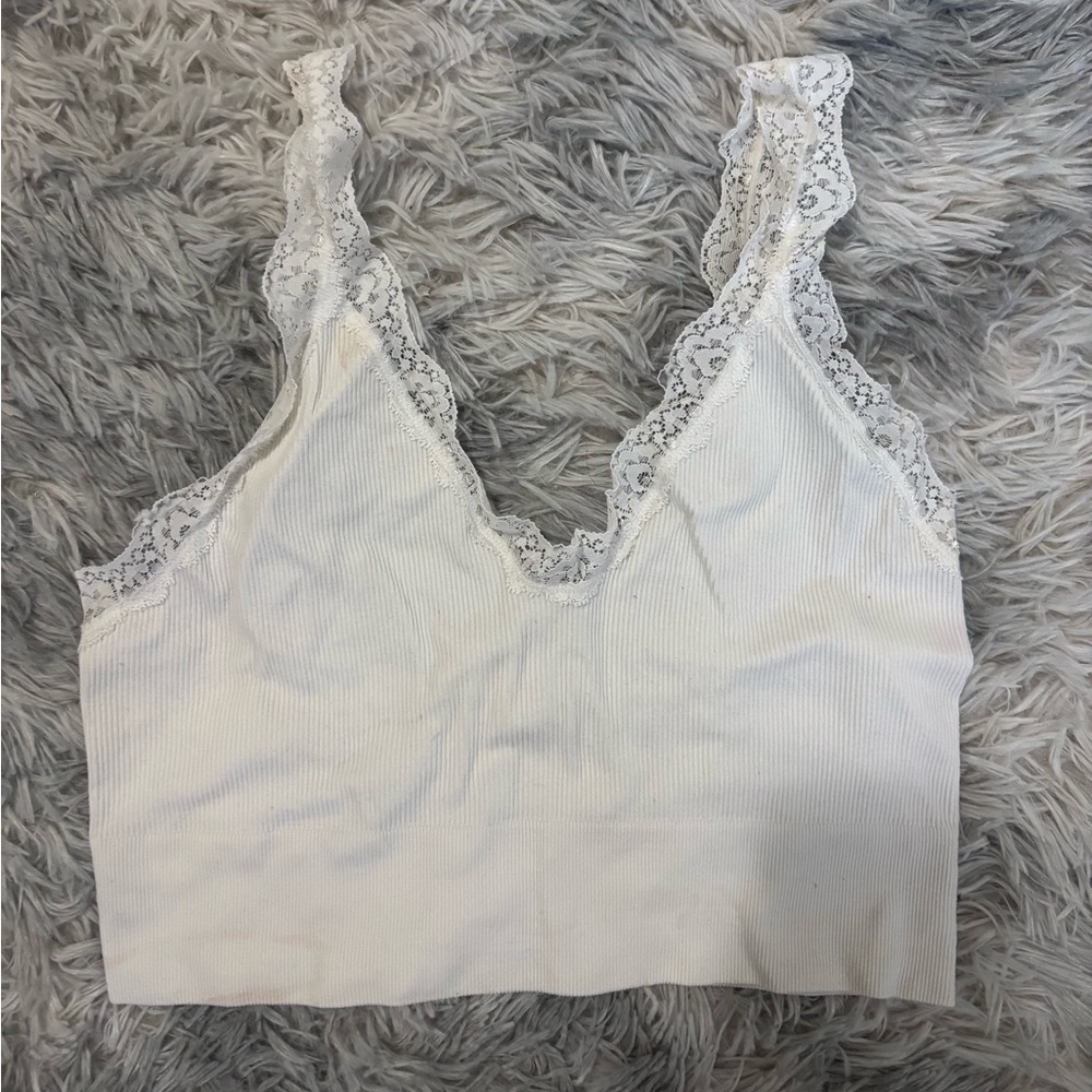 Bozzolo White Lace Trim Bralette